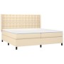 Cama box spring con colchón tela color crema 200x200 cm de , Camas y somieres - Ref: Foro24-3131782, Precio: 719,64 €, Descue...