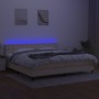 Box spring bed mattress and LED lights cream fabric 200x200 cm by , Beds and slatted bases - Ref: Foro24-3133506, Price: 637,...