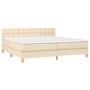 Box spring bed with mattress and LED cream fabric 200x200 cm by , Beds and slatted bases - Ref: Foro24-3134066, Price: 596,55...