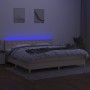 Boxspringbett mit Matratze und LED-Cremestoff 200x200 cm von , Betten und Lattenroste - Ref: Foro24-3134066, Preis: 596,55 €,...