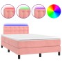 Box spring bed with mattress and LED pink velvet 120x200 cm by , Beds and slatted bases - Ref: Foro24-3134638, Price: 404,18 ...