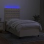 Box spring bed mattress and LED lights cream fabric 100x200 cm by , Beds and slatted bases - Ref: Foro24-3135178, Price: 411,...