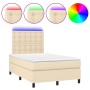 Cama box spring con colchón y LED tela crema 120x200 cm de , Camas y somieres - Ref: Foro24-3135186, Precio: 437,31 €, Descue...