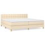 Cama box spring con colchón tela color crema 200x200 cm de , Camas y somieres - Ref: Foro24-3140966, Precio: 582,68 €, Descue...