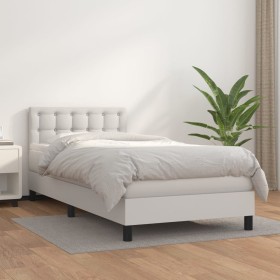 Cama box spring con colchón cuero sintético blanco 100x200 cm de , Camas y somieres - Ref: Foro24-3141108, Precio: 360,99 €, ...