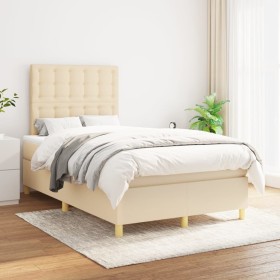 Box spring bed with cream fabric mattress 120x200 cm by , Beds and slatted bases - Ref: Foro24-3142646, Price: 426,49 €, Disc...