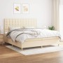 Cama box spring con colchón tela color crema 200x200 cm de , Camas y somieres - Ref: Foro24-3142686, Precio: 699,40 €, Descue...