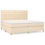 Box spring bed with cream fabric mattress 200x200 cm by , Beds and slatted bases - Ref: Foro24-3142686, Price: 686,59 €, Disc...