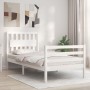 White solid wood bed frame with headboard by , Beds and slatted bases - Ref: Foro24-3194277, Price: 103,99 €, Discount: %