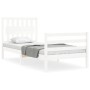 White solid wood bed frame with headboard by , Beds and slatted bases - Ref: Foro24-3194277, Price: 103,99 €, Discount: %