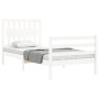 White solid wood bed frame with headboard by , Beds and slatted bases - Ref: Foro24-3194277, Price: 103,99 €, Discount: %