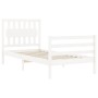 White solid wood bed frame with headboard by , Beds and slatted bases - Ref: Foro24-3194277, Price: 103,99 €, Discount: %