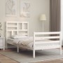 White solid wood bed frame with headboard by , Beds and slatted bases - Ref: Foro24-3194862, Price: 97,99 €, Discount: %