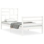 White solid wood bed frame with headboard by , Beds and slatted bases - Ref: Foro24-3194862, Price: 97,99 €, Discount: %