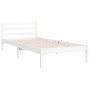 White solid wood bed frame with headboard by , Beds and slatted bases - Ref: Foro24-3194277, Price: 103,99 €, Discount: %