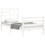 White solid wood bed frame with headboard by , Beds and slatted bases - Ref: Foro24-3194862, Price: 97,99 €, Discount: %