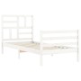 White solid wood bed frame with headboard by , Beds and slatted bases - Ref: Foro24-3194862, Price: 97,99 €, Discount: %