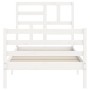 White solid wood bed frame with headboard by , Beds and slatted bases - Ref: Foro24-3194862, Price: 97,99 €, Discount: %