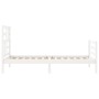 White solid wood bed frame with headboard by , Beds and slatted bases - Ref: Foro24-3194862, Price: 97,99 €, Discount: %