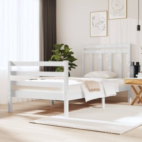 White solid wood single bed frame 90x190 cm by , Beds and slatted bases - Ref: Foro24-3105281, Price: 97,99 €, Discount: %