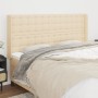 Headboard with cream fabric ears 203x16x118/128 cm by , Headboards and footboards - Ref: Foro24-3120041, Price: 144,14 €, Dis...