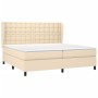 Cama box spring con colchón tela color crema 200x200 cm de , Camas y somieres - Ref: Foro24-3128314, Precio: 726,24 €, Descue...