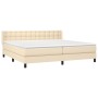 Cama box spring con colchón tela color crema 200x200 cm de , Camas y somieres - Ref: Foro24-3130062, Precio: 623,69 €, Descue...