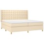 Cama box spring con colchón tela color crema 200x200 cm de , Camas y somieres - Ref: Foro24-3132342, Precio: 682,99 €, Descue...