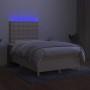 Box spring bed with mattress and LED cream fabric 120x200 cm by , Beds and slatted bases - Ref: Foro24-3135746, Price: 437,26...