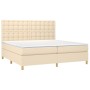 Boxspringbett-Matratze und LED-Leuchten, cremefarbener Stoff, 200 x 200 cm von , Betten und Lattenroste - Ref: Foro24-3135786...