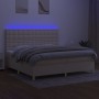 Box spring bed mattress and LED lights cream fabric 200x200 cm by , Beds and slatted bases - Ref: Foro24-3135786, Price: 698,...