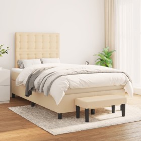 Cama box spring con colchón tela color crema 120x200 cm de , Camas y somieres - Ref: Foro24-3136906, Precio: 467,99 €, Descue...