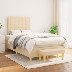 Box spring bed with cream fabric mattress 120x200 cm by , Beds and slatted bases - Ref: Foro24-3137466, Price: 468,06 €, Disc...