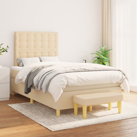 Cama box spring con colchón tela color crema 120x200 cm de , Camas y somieres - Ref: Foro24-3137466, Precio: 459,09 €, Descue...