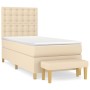 Cama box spring con colchón tela color crema 100x200 cm de , Camas y somieres - Ref: Foro24-3137458, Precio: 418,02 €, Descue...