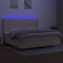 Cama box spring colchón y luces LED tela crema 200x200 cm de , Camas y somieres - Ref: Foro24-3138666, Precio: 732,39 €, Desc...