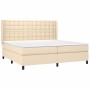 Boxspringbett-Matratze und LED-Leuchten, cremefarbener Stoff, 200 x 200 cm von , Betten und Lattenroste - Ref: Foro24-3138666...