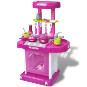 Cocinita de juguete para niños con efectos de luz y sonido rosa de vidaXL, Juguetes de cocina y comida - Ref: Foro24-80107, P...