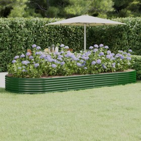 Green powder coated steel flower bed planter 373x140x36 cm by , Pots and planters - Ref: Foro24-319033, Price: 86,99 €, Disco...