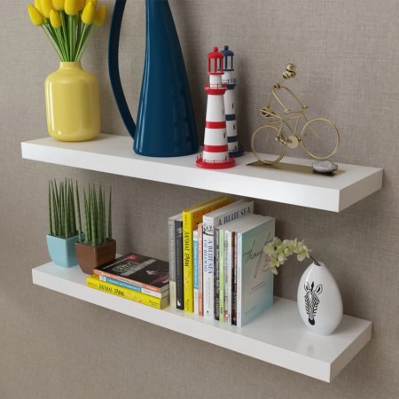 2pcs White MDF Floating Wall Shelves for Books/DVD by vidaXL, Shelves and shelves - Ref: Foro24-242184, Price: 41,12 €, Disco...