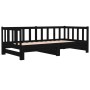 Sofá cama extraíble madera maciza de pino negro 2x(90x190) cm de , Camas y somieres - Ref: Foro24-814668, Precio: 174,17 €, D...