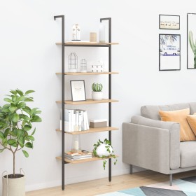 Inclined shelving 5 shelves light brown black 64x35x185 cm by , Bookcases and shelves - Ref: Foro24-336385, Price: 99,53 €, D...