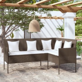 L-shaped sofa with brown synthetic rattan cushions by , Outdoor sofas - Ref: Foro24-318583, Price: 181,12 €, Discount: %