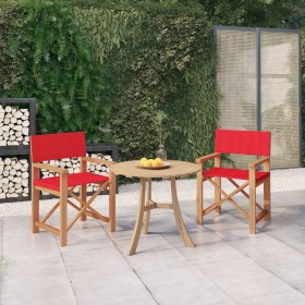 Director chairs 2 pcs solid teak wood red by , Garden chairs - Ref: Foro24-3143632, Price: 186,17 €, Discount: %