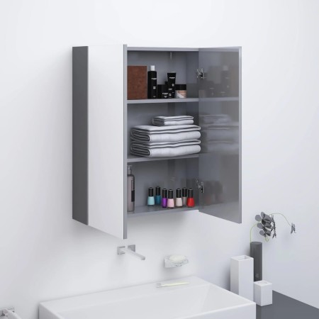 Armario de espejo de baño MDF gris brillante 60x15x75 cm de , Tocadores de baño - Ref: Foro24-331526, Precio: 112,64 €, Descu...