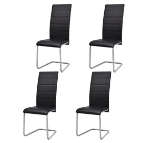 Cantilever dining chairs 4 units black synthetic leather by vidaXL, dining chairs - Ref: Foro24-242290, Price: 233,32 €, Disc...