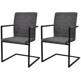 Cantilever dining chairs 2 units synthetic leather gray by vidaXL, dining chairs - Ref: Foro24-242286, Price: 202,99 €, Disco...