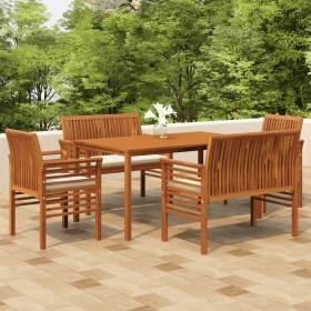 Garden dining set 5 pieces and solid acacia wood cushions by , Garden sets - Ref: Foro24-3120459, Price: 720,99 €, Discount: %