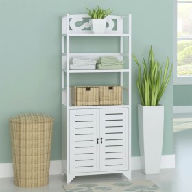 Albuquerque white wood bathroom cabinet 46x24x117.5 cm by vidaXL, Lockers and storage cabinets - Ref: Foro24-242689, Price: 1...