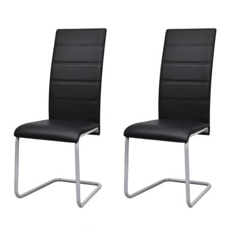 Cantilever dining chairs 2 units black synthetic leather by vidaXL, dining chairs - Ref: Foro24-242289, Price: 133,72 €, Disc...